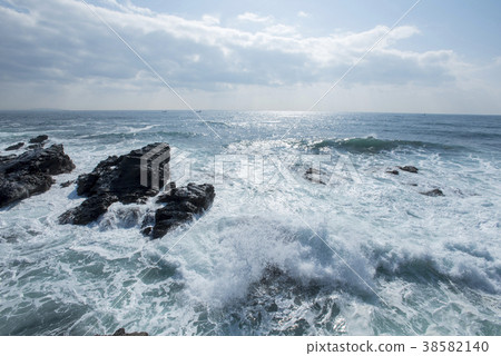 神奈川縣立島公園的珊瑚礁和太平洋 神奈川縣立島公園的珊瑚礁和太平洋 38582140