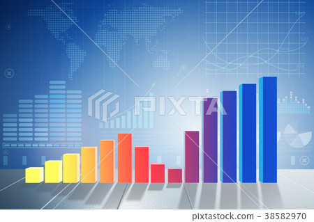 Growing bar charts in economic recovery concept - Growing bar charts in economic recovery concept - 38582970