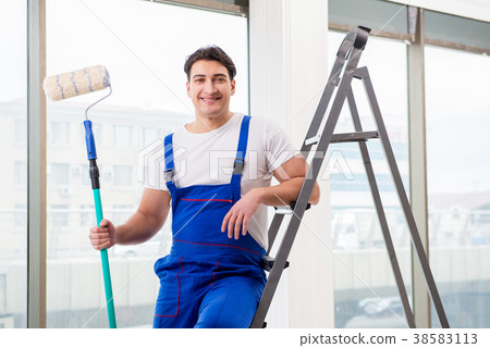 Painter repairman working at construction site Painter repairman working at construction site 38583113