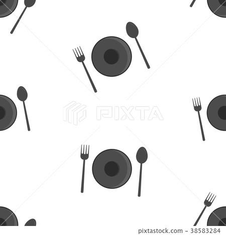 Seamless pattern of Spoon, Fork and Plate Seamless pattern of Spoon, Fork and Plate 38583284