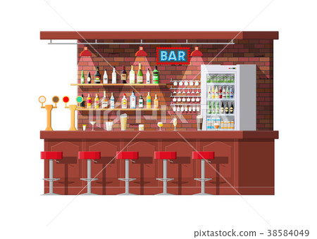 Interior of pub, cafe or bar counter 38584049