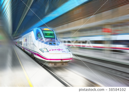 Passenger train of Spanish Railways - Renfe. Passenger train of Spanish Railways - Renfe. 38584102