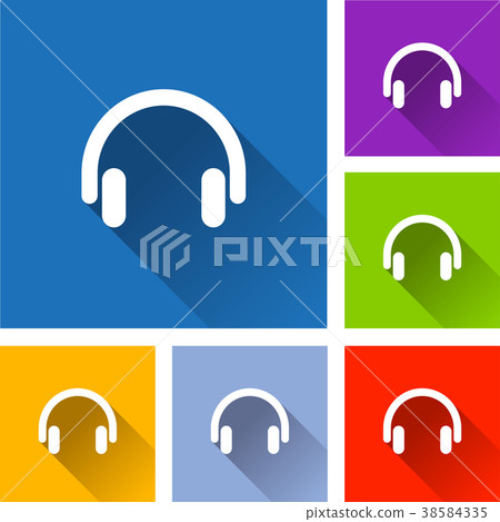 headphones icons with long shadow 38584335