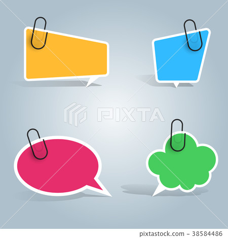 Speech bubbles, pin, clip icon. Dialog box info. 38584486