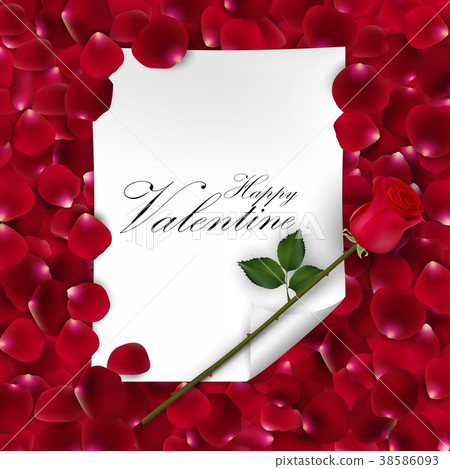 Pink rose with blank paper for text Pink rose with blank paper for text 38586093