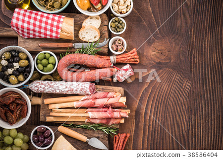 Spanish tapas bar food border background 38586404