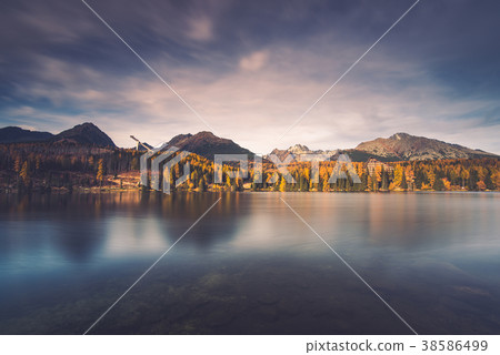 Lake in high Tatra mountains, toned image 38586499