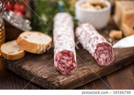 Regional salami sausage, tapa bar food 38586790