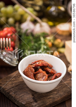 Dried tomatos in olive oil ,spanish tapa bar food 38586796