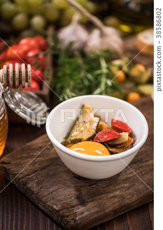 Peppers in olive oil ,spanish tapa bar food 38586802