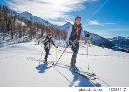 Uphill women with seal skins and ski mountaineering Uphill women with seal skins and ski mountaineering 38588247