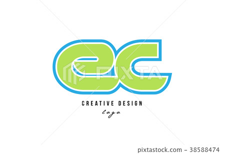 blue green alphabet letter ec e c logo icon design - Stock Illustration ...