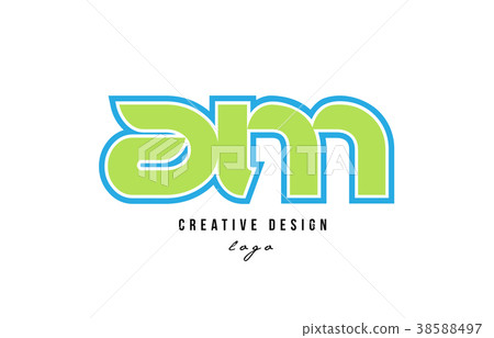blue green alphabet letter am a m logo icon design 38588497
