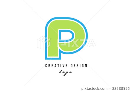 blue green alphabet letter p logo icon design - Stock Illustration ...