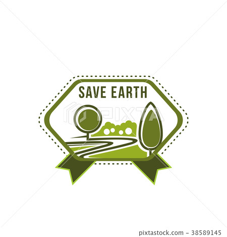 Earth Day Save Planet Vector Green Tree Icon Stock Illustration