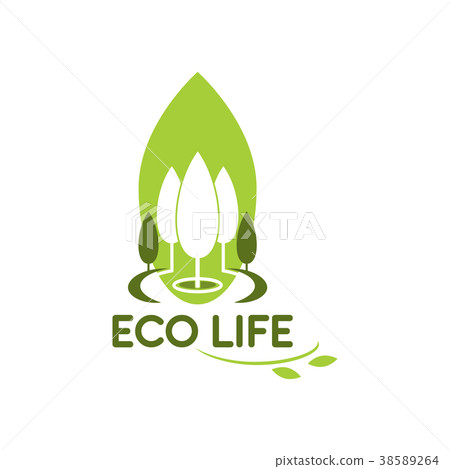 Green trees vector icon for eco life gardening Green trees vector icon for eco life gardening 38589264