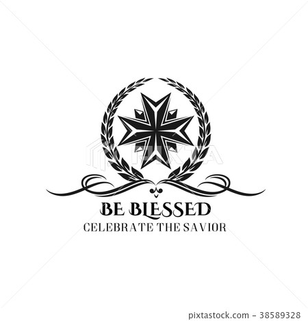 Happy Easter vector greeting cross crucifix icon 38589328