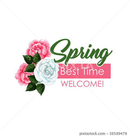 Spring time vector roses flowers bunch icon 38589479