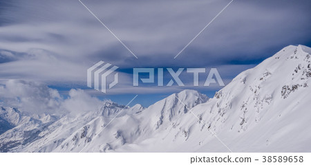 Winter mountains panorama with ski slopes, Bareges, Pyrennees Winter mountains panorama with ski slopes, Bareges, Pyrennees 38589658