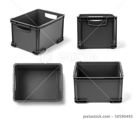 black plastic box isolated black plastic box isolated 38590493