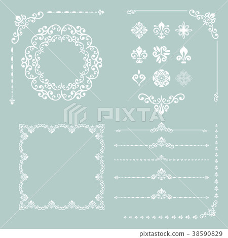 Vintage Set of Vector Horizontal, Square and Round Vintage Set of Vector Horizontal, Square and Round 38590829