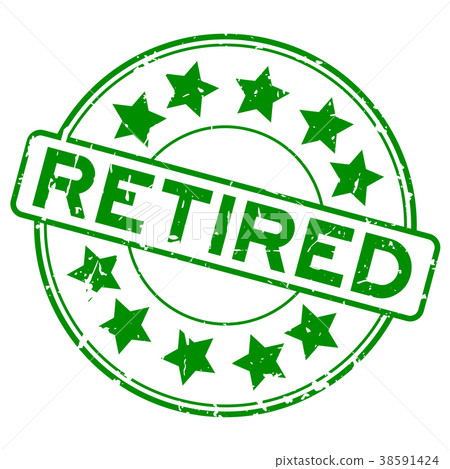 Grunge green retired round rubber seal stamp Grunge green retired round rubber seal stamp 38591424