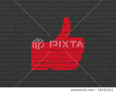 Social network concept: Thumb Up on wall Social network concept: Thumb Up on wall 38592261