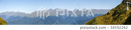 Panoramic photo of mountain landscape in summer Panoramic photo of mountain landscape in summer 38592262