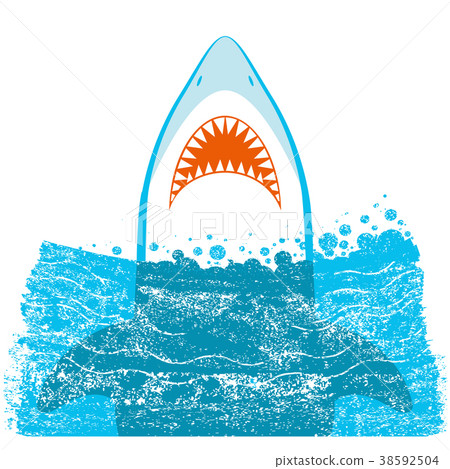 Shark jaws.Vector blue background illustration 38592504