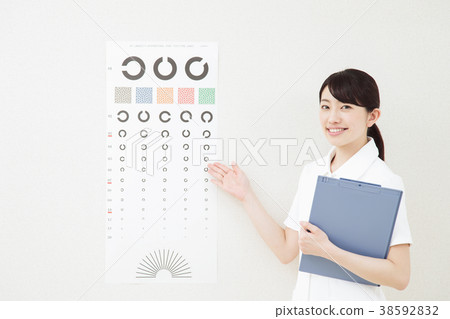 Vision test woman ophthalmologist nurse 38592832
