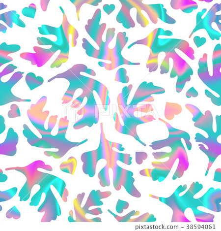 Cool illustration with holographic leaf. Creative Cool illustration with holographic leaf. Creative 38594061