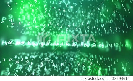 Glowing Green Cube With Aslant Texts Glowing Green Cube With Aslant Texts 38594611