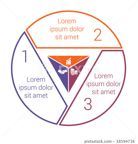 Pie chart on white background from line 3 options Pie chart on white background from line 3 options 38594716