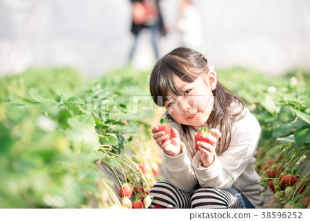 Girl with a smile and a strawberry 38596252
