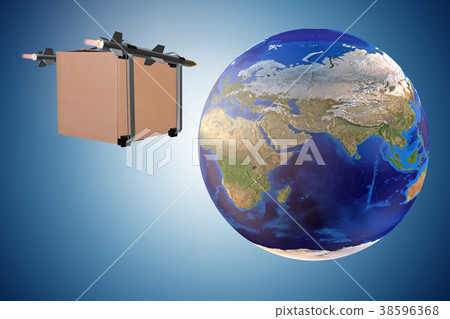 Concept with box delivery and rockets Concept with box delivery and rockets 38596368