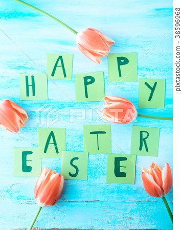 Happy Easter background tulips flowers Happy Easter background tulips flowers 38596968