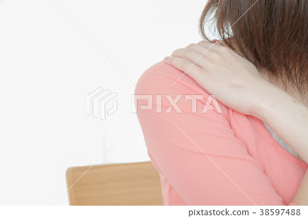 Stiff shoulder, stiff neck, muscle pain, negative image, poor health, female, portrait, twenties, thirties Stiff shoulder, stiff neck, muscle pain, negative image, poor health, female, portrait, twenties, thirties 38597488