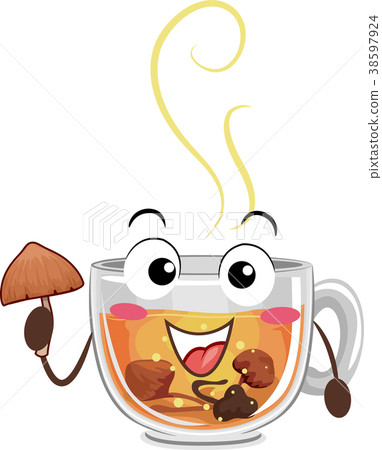 Psychedelic Mushroom Tea Mascot Illustration 38597924
