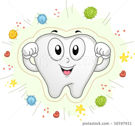 Tooth Mascot Shield Bacteria Cavities Illustration Tooth Mascot Shield Bacteria Cavities Illustration 38597931