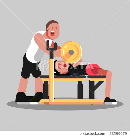 Girl Makes The Bench Press Stock Illustration 38599079 Pixta