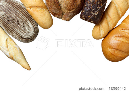 assorted breads isolated on a white background assorted breads isolated on a white background 38599442