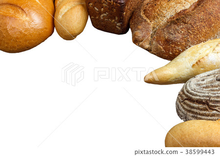 Different fresh bread isolated on white background 38599443