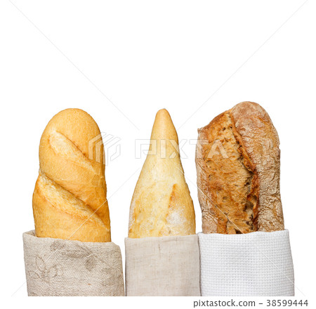 fresh bread in the cloth. baguette isolated fresh bread in the cloth. baguette isolated 38599444