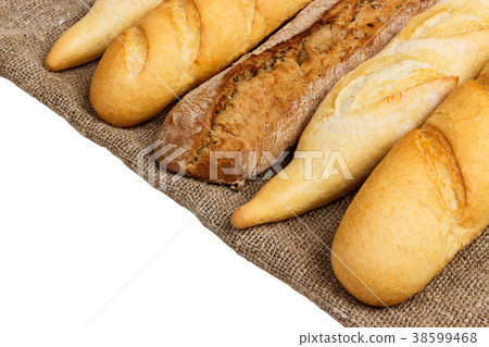 French baguetteon cloth isolated on white French baguetteon cloth isolated on white 38599468