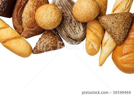 assorted breads isolated on a white background assorted breads isolated on a white background 38599469