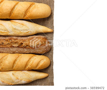 French baguetteon cloth isolated on white French baguetteon cloth isolated on white 38599472