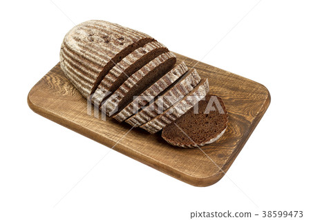 fresh sliced rye bread on wooden board isolated fresh sliced rye bread on wooden board isolated 38599473