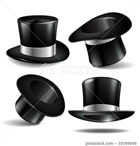 Set of black magician cylinder hats 38599898