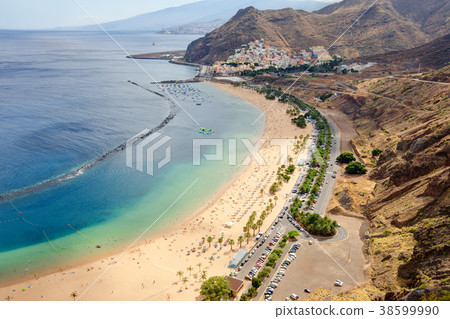 Aerial view on famous beach of las Teresitas beach 38599990