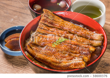 stock photo: eel, kabayaki, bowl of eel and rice